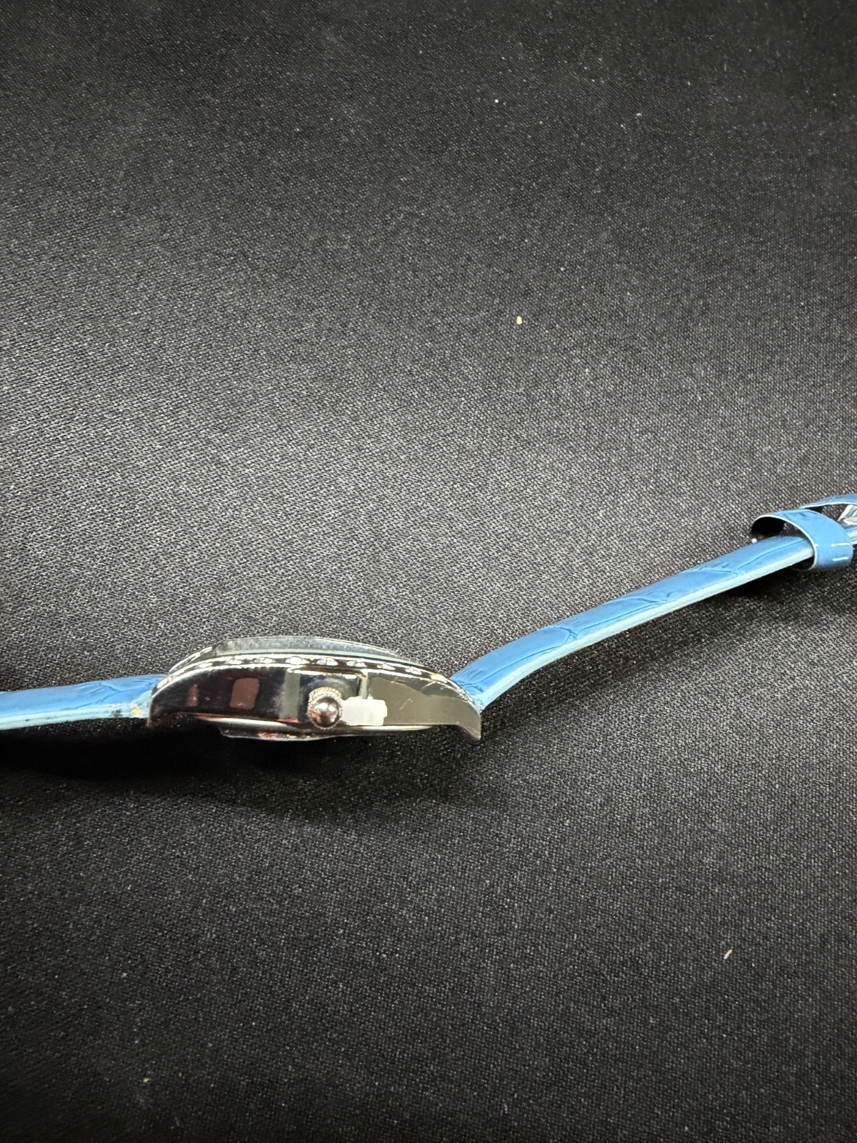 Blue Band Burgi Womans Quartz Watch with Swarovski Crystals