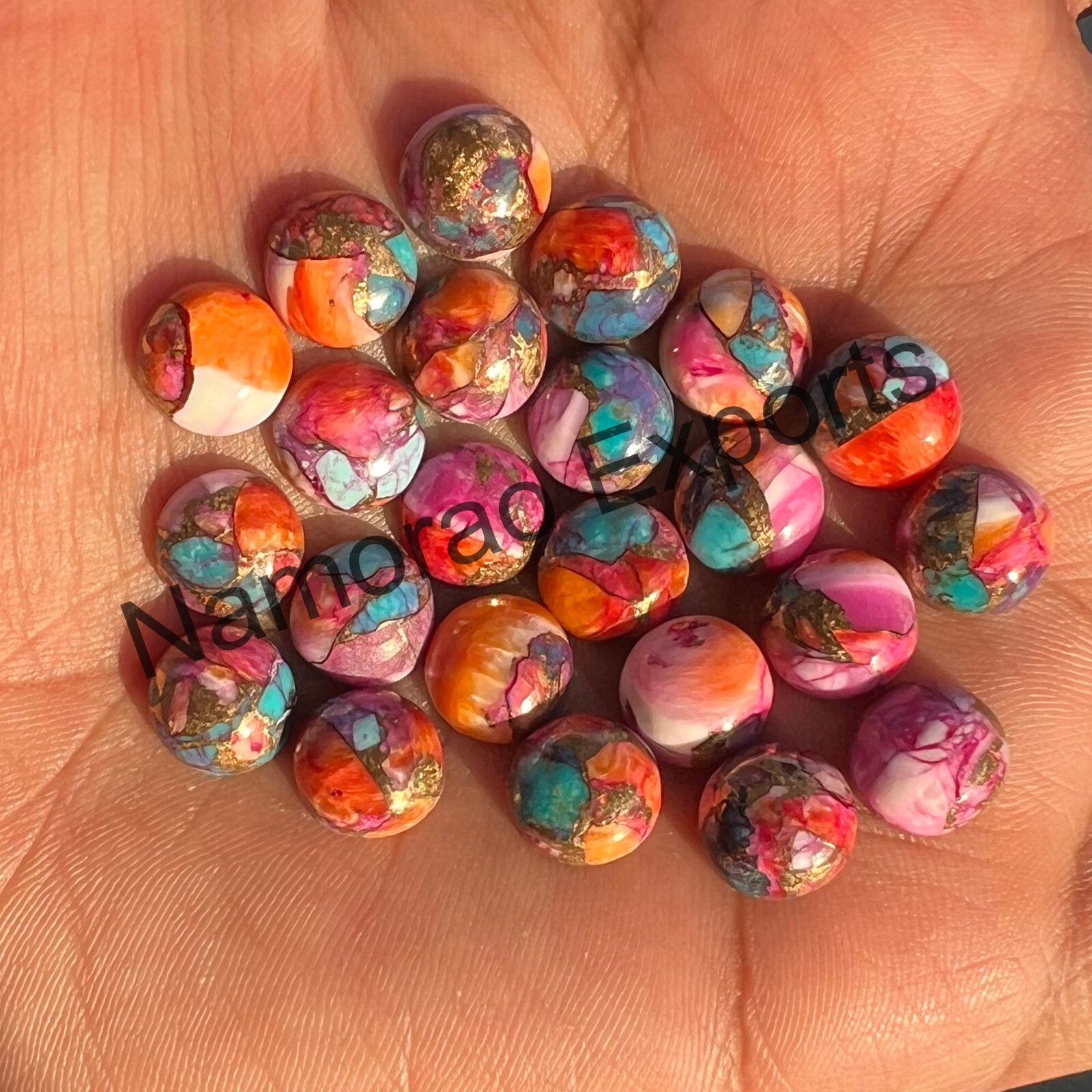 Pink Spiny Oyster Copper Turquoise Round 6 to 20 mm Cabochon Loose Gemstone Lot