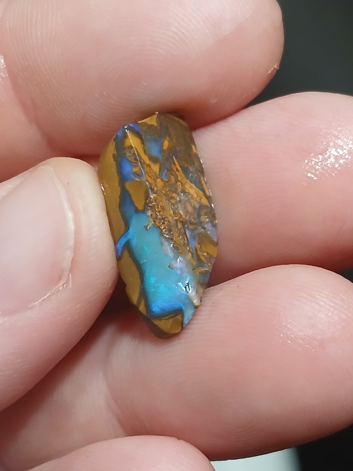 Australia Boulder Opal Unknown Field Blue Green R2037 Specimen 6 Carat