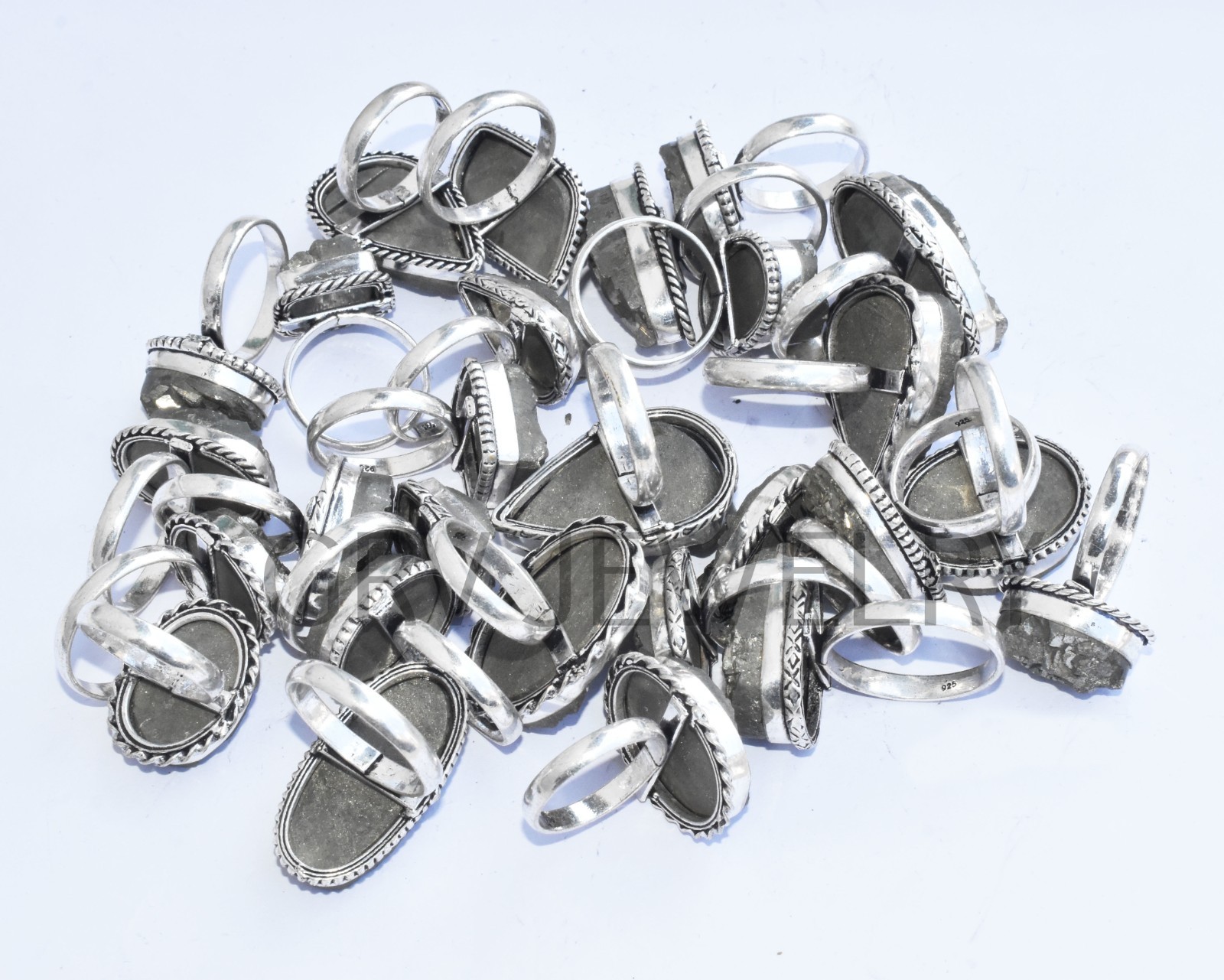 1-500 Pcs Pyrite Druzy In Wholesale Rings Lot: Silver Plated Whr-67