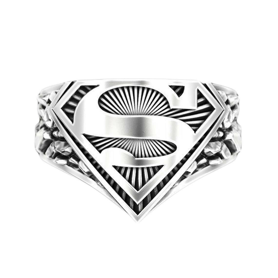 Superman Justice League Superhero Logo Silver 925 Ring