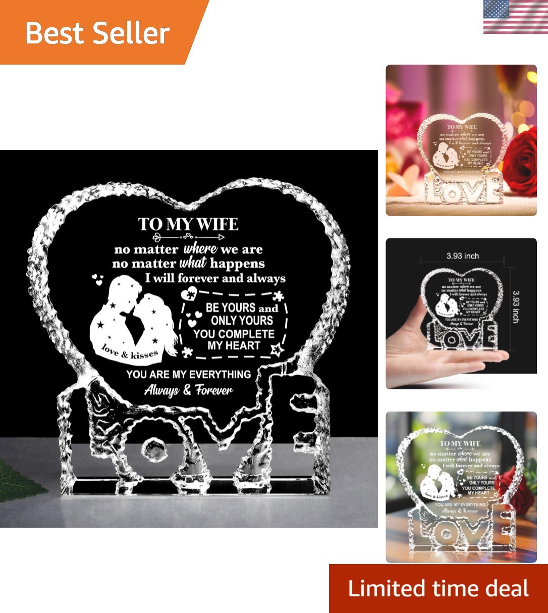 Elegant K9 Crystal Gift for Wife – Perfect for Birthday, Anniversary & Christmas
