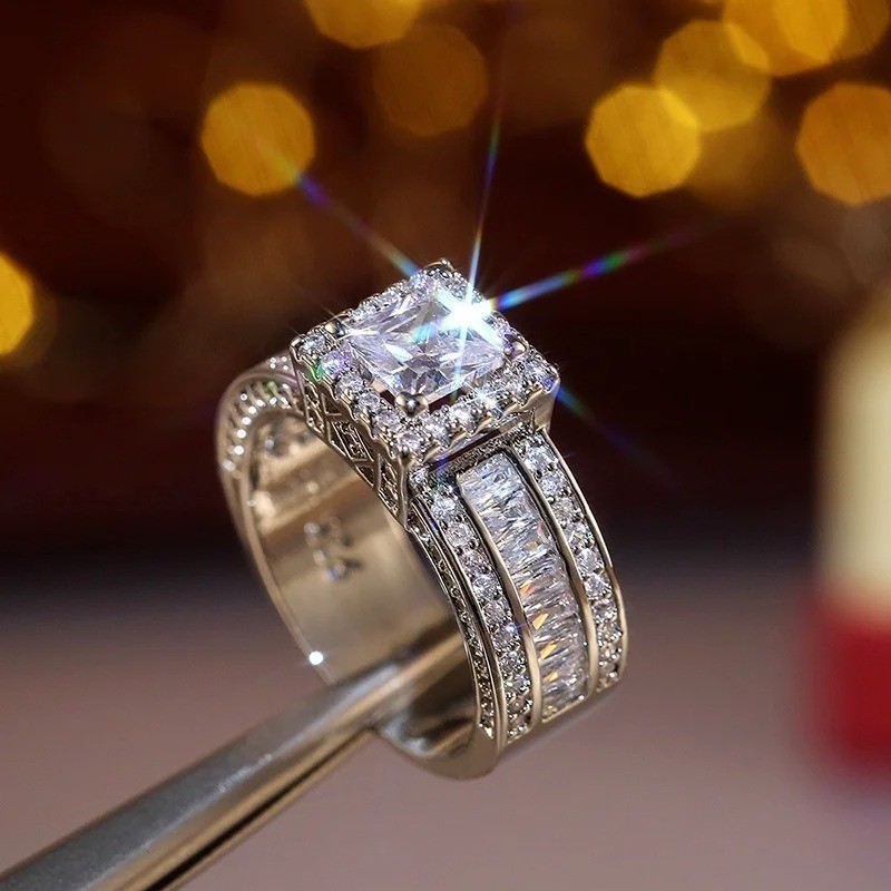 Women’s Stainless Steel Round Cut Cz Engagement Ring Band Size 5-12