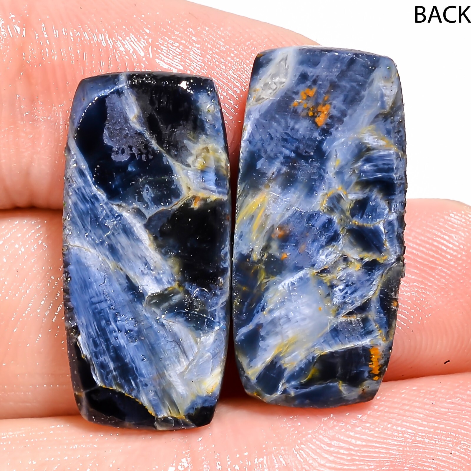 23.65Cts Natural PIETERSITE Pair Cabochon Pietersite Cushion Gemstone 11x24x4mm