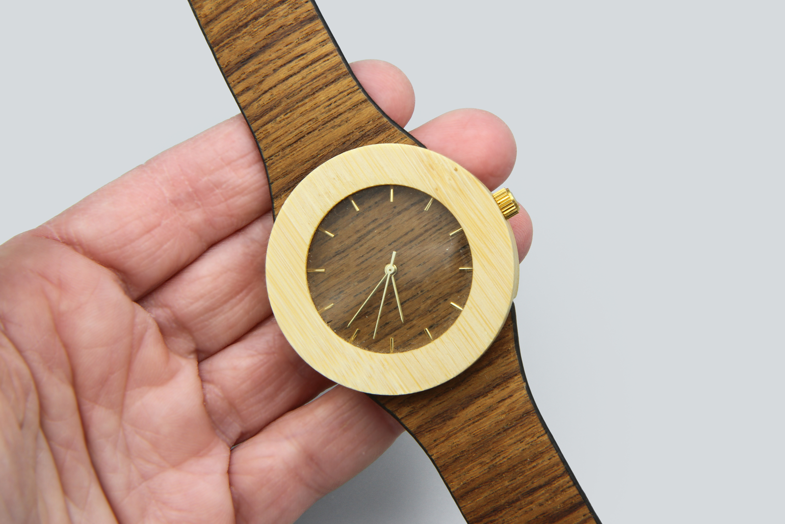 Working Analog Wrist Watch, Teak Wood Strap and Bamboo Body, Running Watch