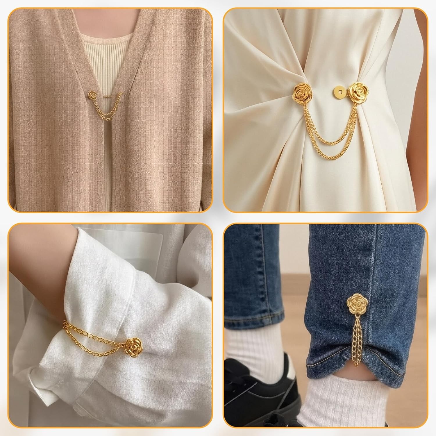 12 Pack Magnetic Clothing Clips Pinless Hijab Shirt Clip Chain No Damage Buttons