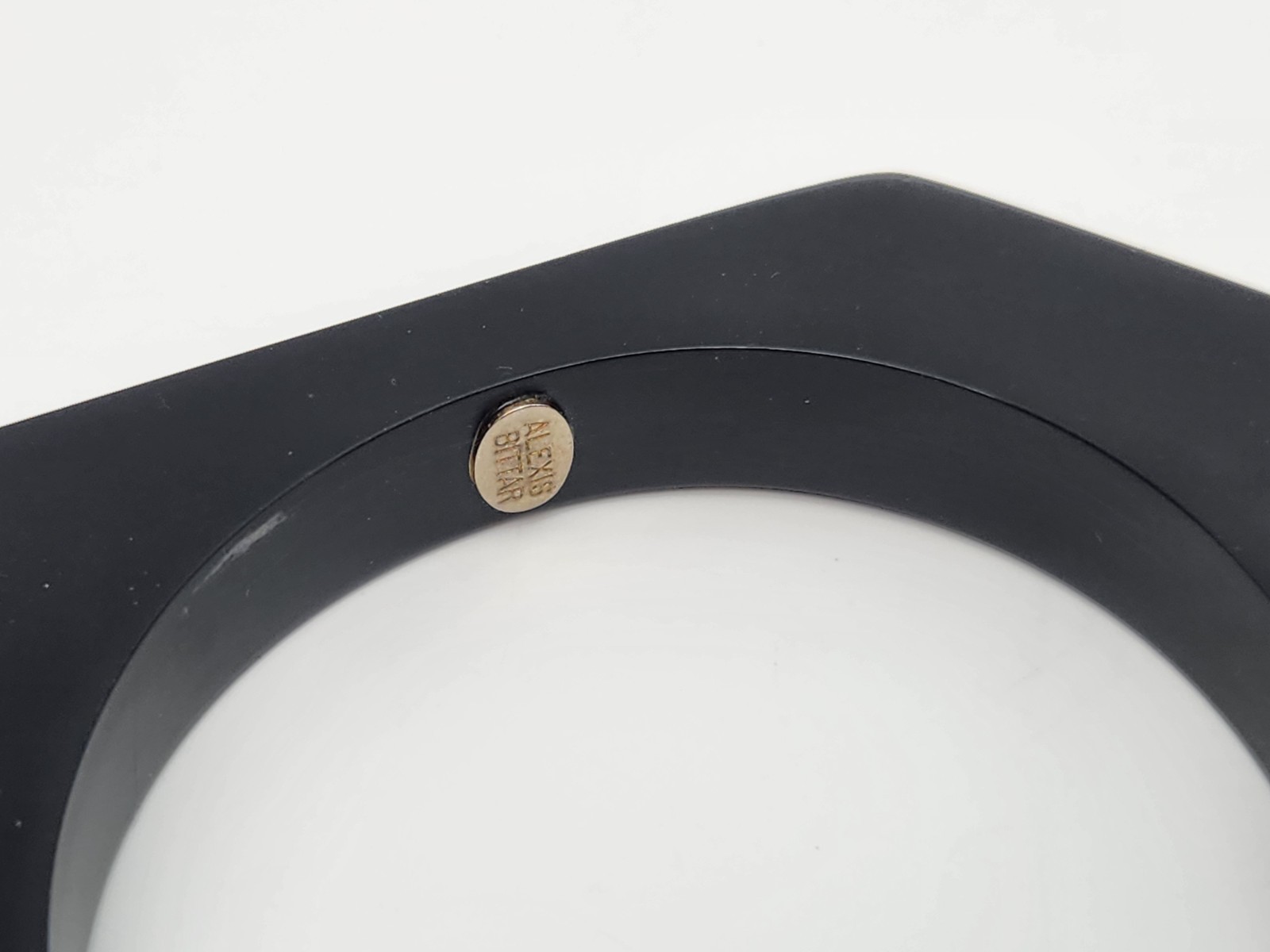 Alexis Bittar Asymmetrical Pentagon Black Lucite Mod Bangle Bracelet