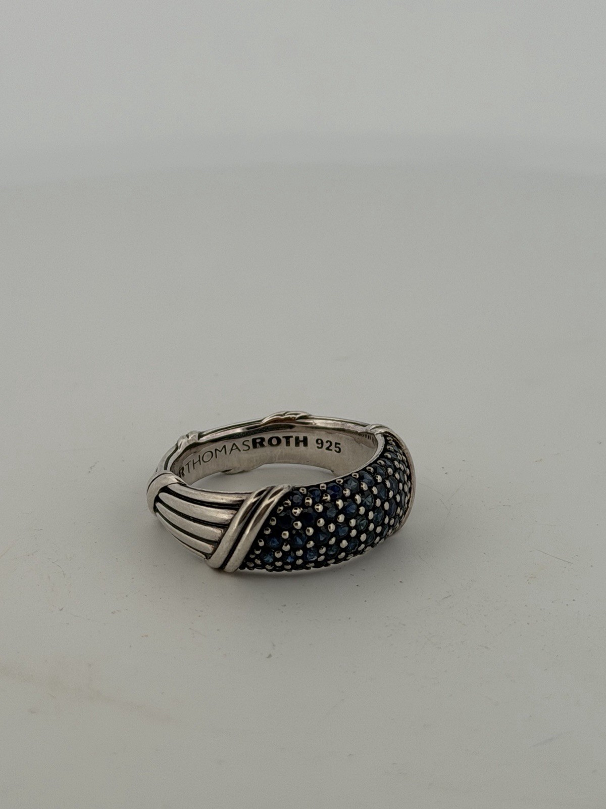 Peter Thomas Roth Signature Classic Band Ring blue sapphires sterling silver 10