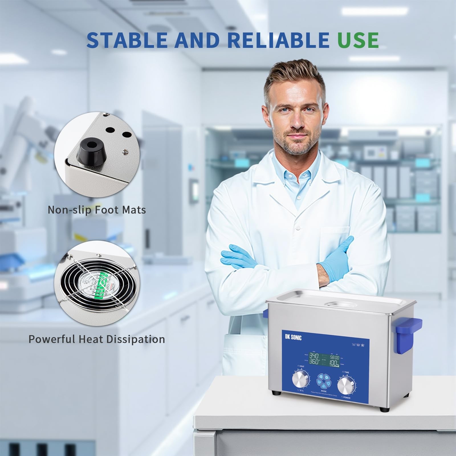 4L 120W Ultrasonic Cleaner, 200W Heater with 1-199min Timer & Power Adjustabl…