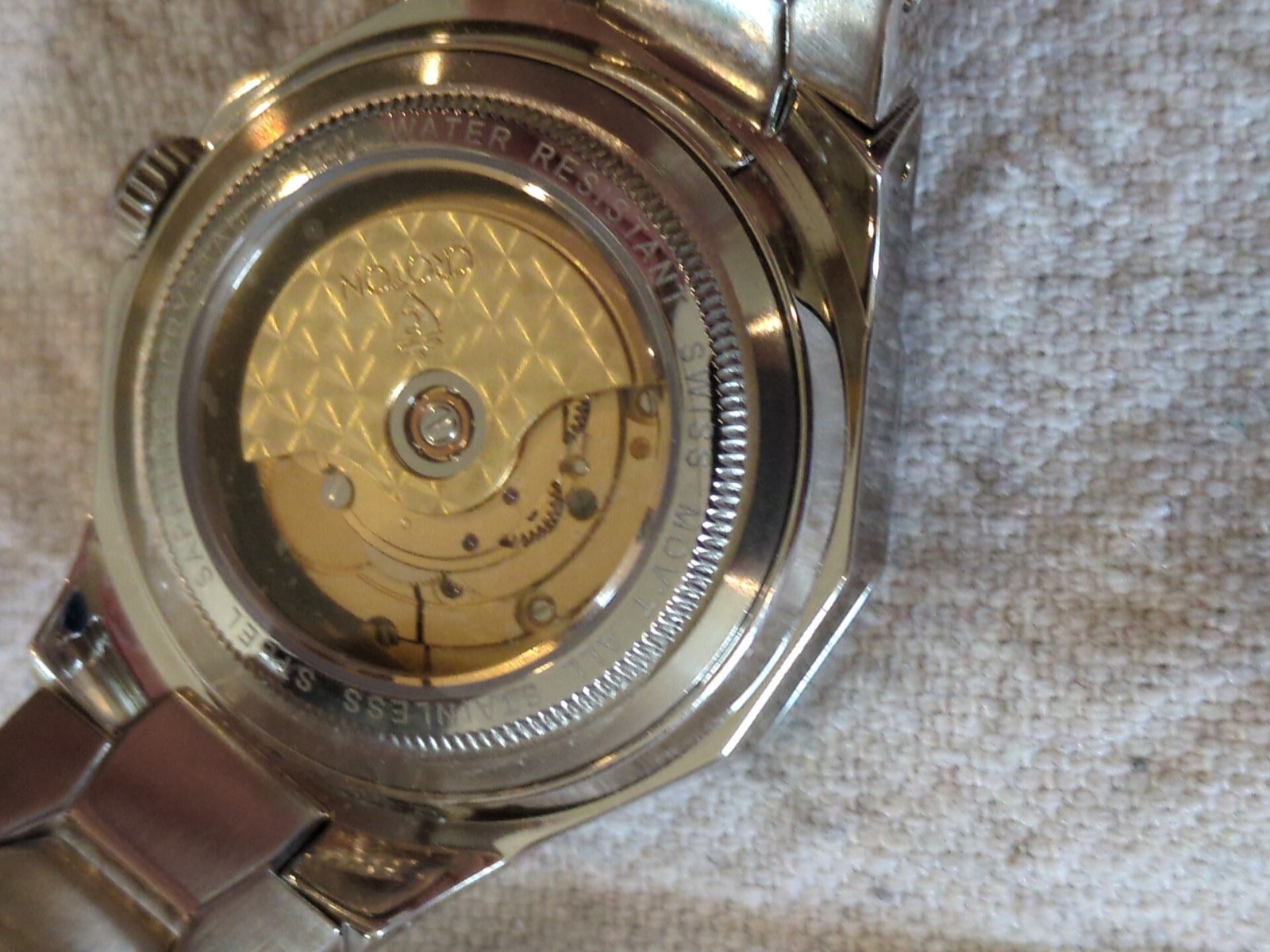 Silver Croton Vintage Rhinestone Stainless Steel Automatic Watch. Brand New!!