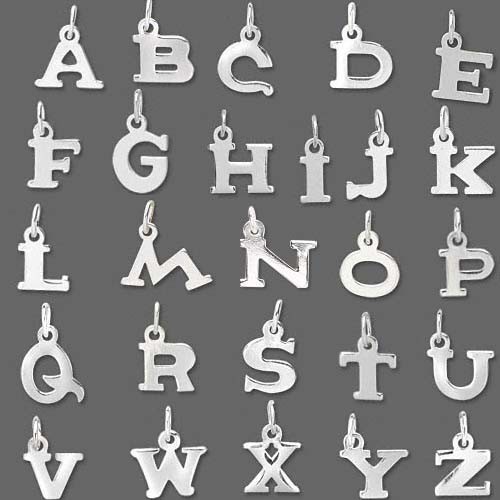 Small Sterling Silver Capital Initial Letter Charm Choose Block Style Alphabet