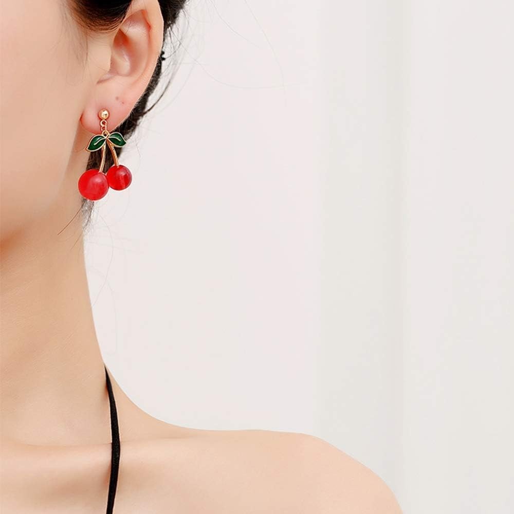 Versatile Handmade Cherry Earrings – Lightweight Tassel Design for All Occasions
