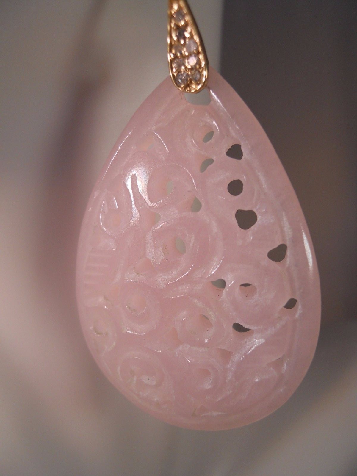 HEAVY 15.67G 10K YELLOW GOLD 66.10CT PINK QUARTZ DIAMOND CARVED FLOWER EARRINGS