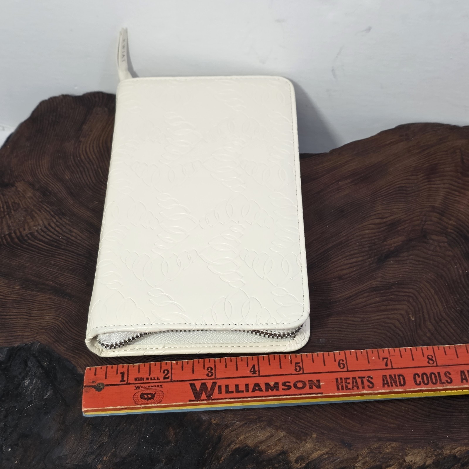 Kwiat Travel Jewelry Case White Zip Organizer Necklace Ring Earrings Leather