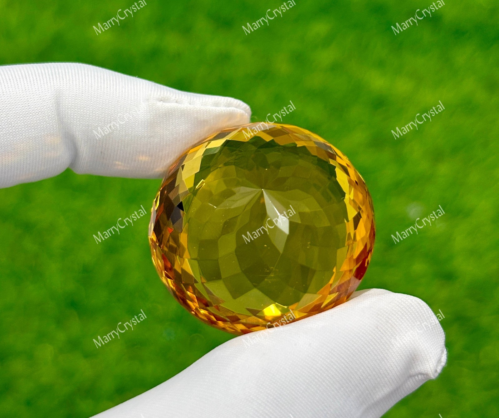 105 Ct Top Color Madeira Yellow Citrine Round Shape Glass Field Loose Gemstone