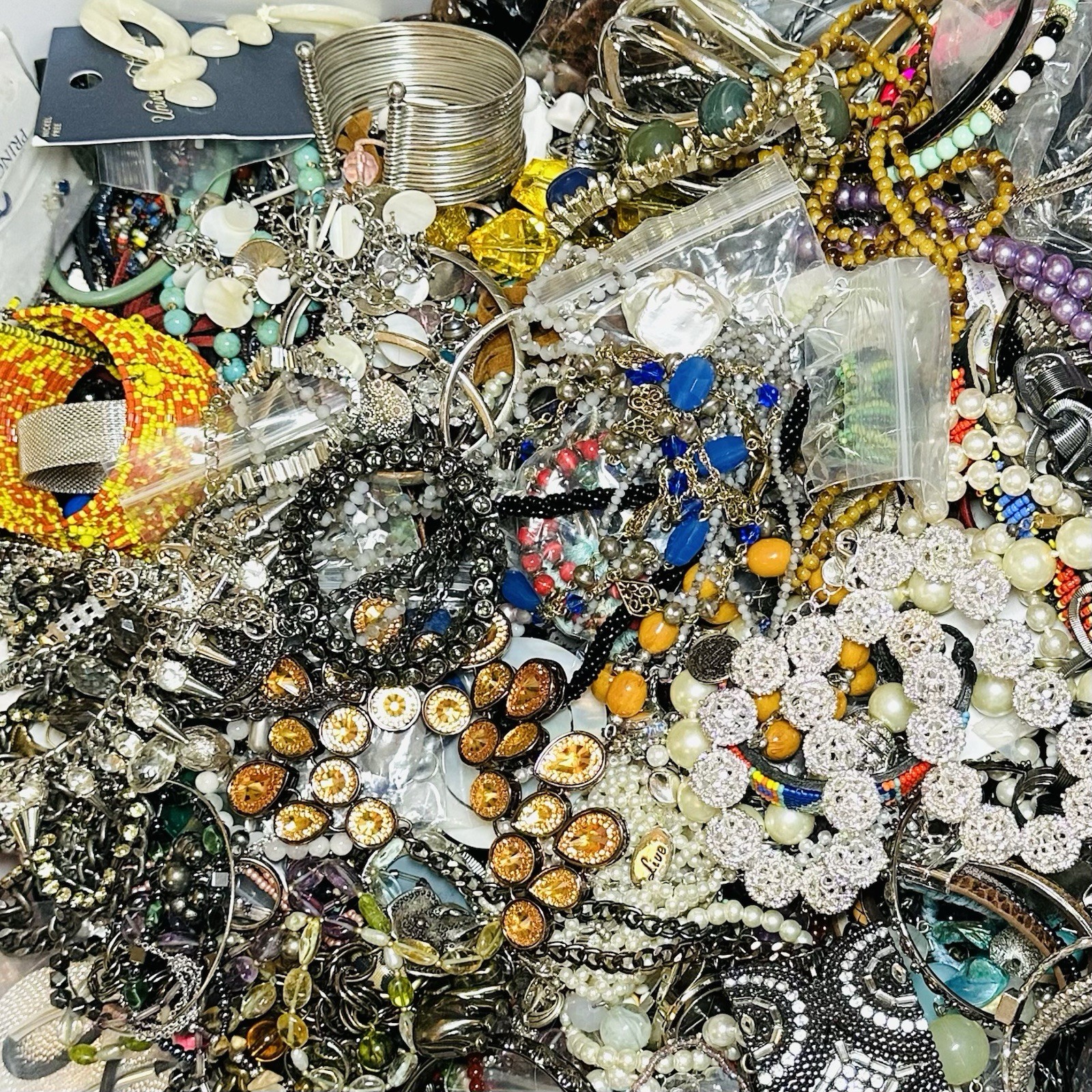 3+ Lbs Wear Vtg Now Mixed Media Mystery Jewelry Lot Grab Bag Surprise Necklaces