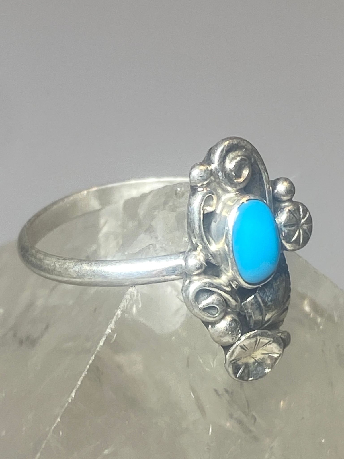 Turquoise ring southwest pinky floral leaves blossom baby children women girls