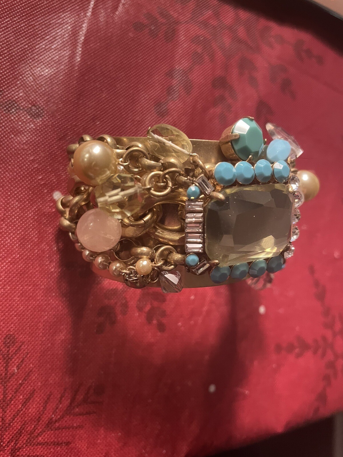 Bohemian CAROLEE GOLD TONE/GOLD CHAIN W/ BEADED CHARM CUFF BRACELET- JL97
