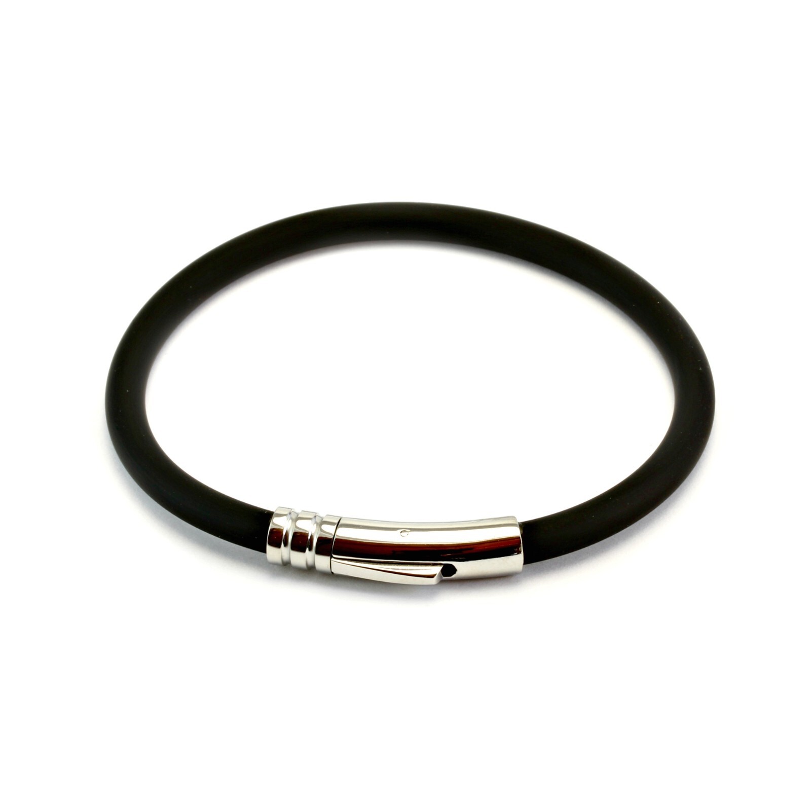 Men’s Chunky Rubber Bracelet-5mm Genuine rubber with Stainless Steel Clasp