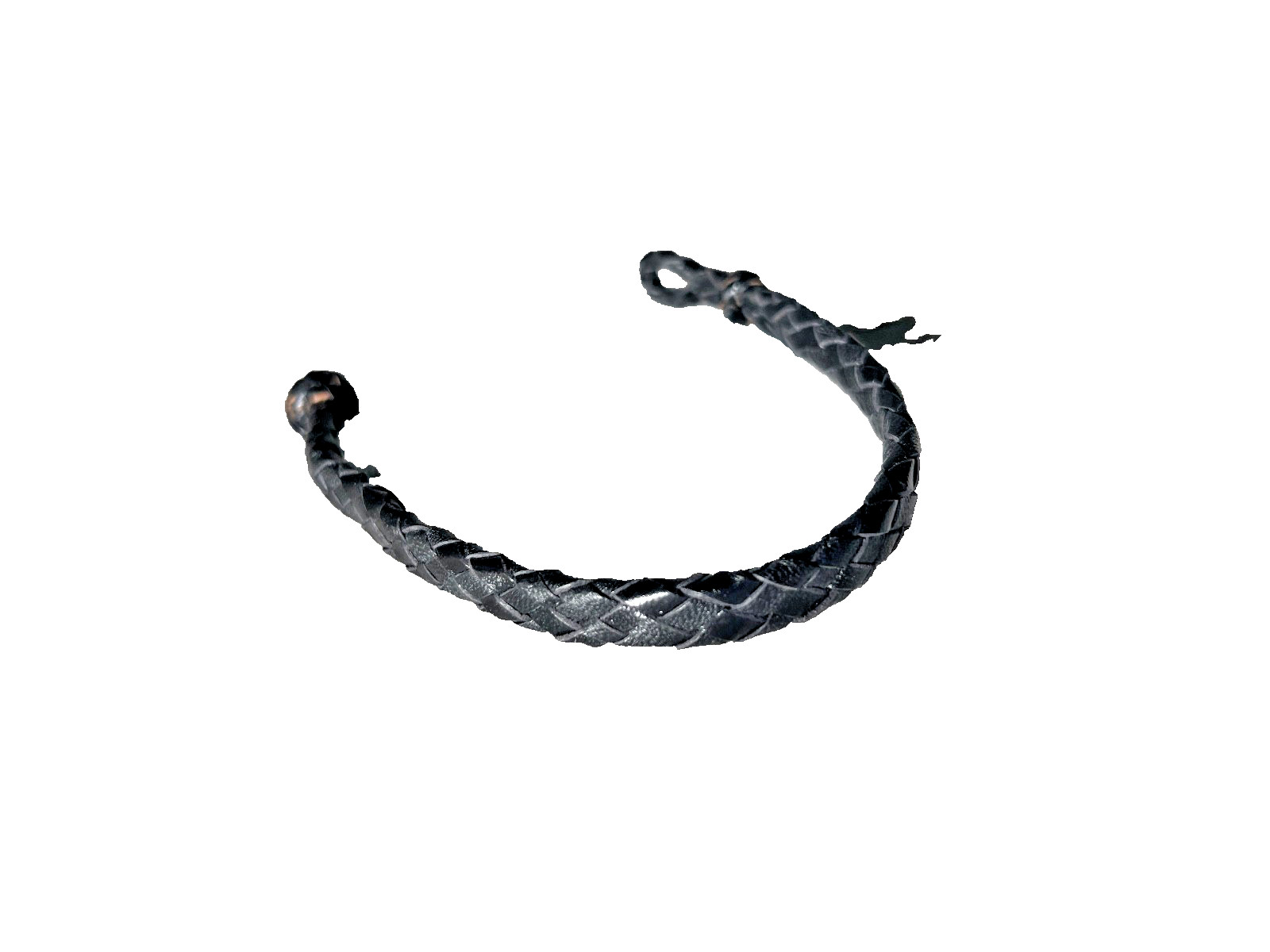 Western Mens Bracelet 9 x 3/8 in Flat Braid Leather Knot Cowboy Black