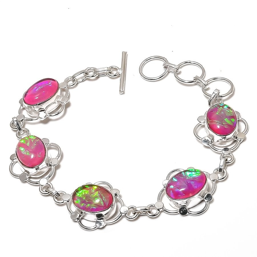 Triplet Opal Gemstone Handmade 925 Sterling Silver Jewelry Bracelet Size 7-8″