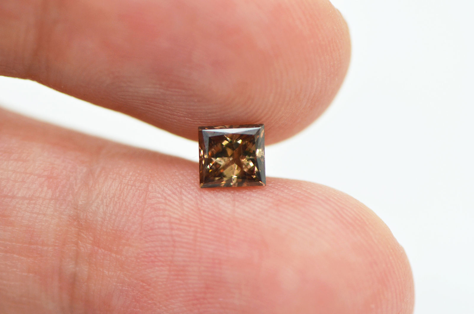 Princess Diamond Loose Fancy Brown Color SI1 Enhanced 5.11X4.77MM 0.70 Carat