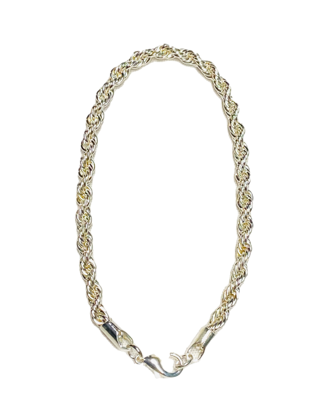 Twisted Rope Silver Tone Chain Bracelet 8” Costume Fashion 4mm Wide EUC Thick