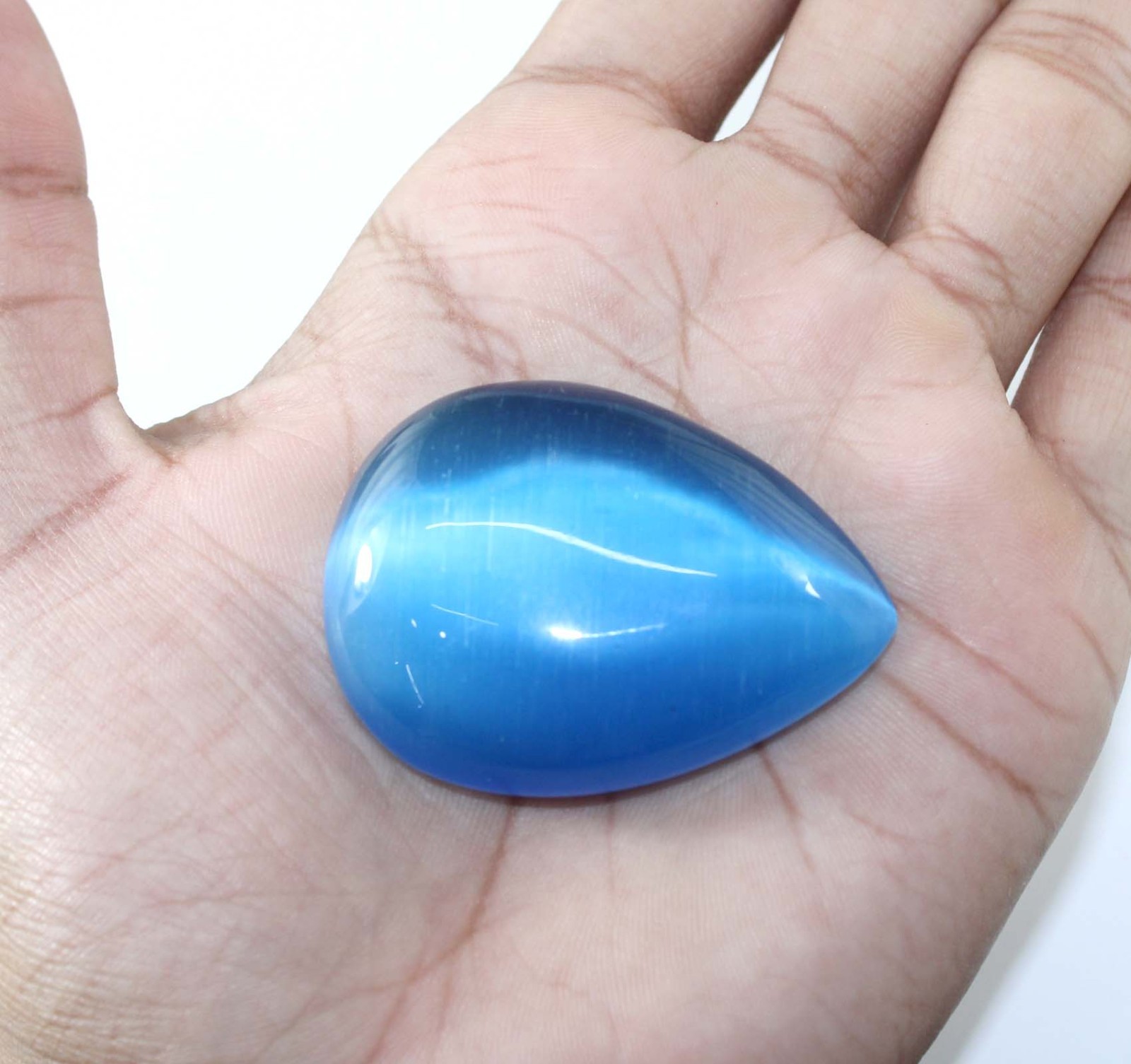 Certified 170.25 Ct Natural Blue Cat’s Eye Pear Gems T37327 Father’s Day Offer