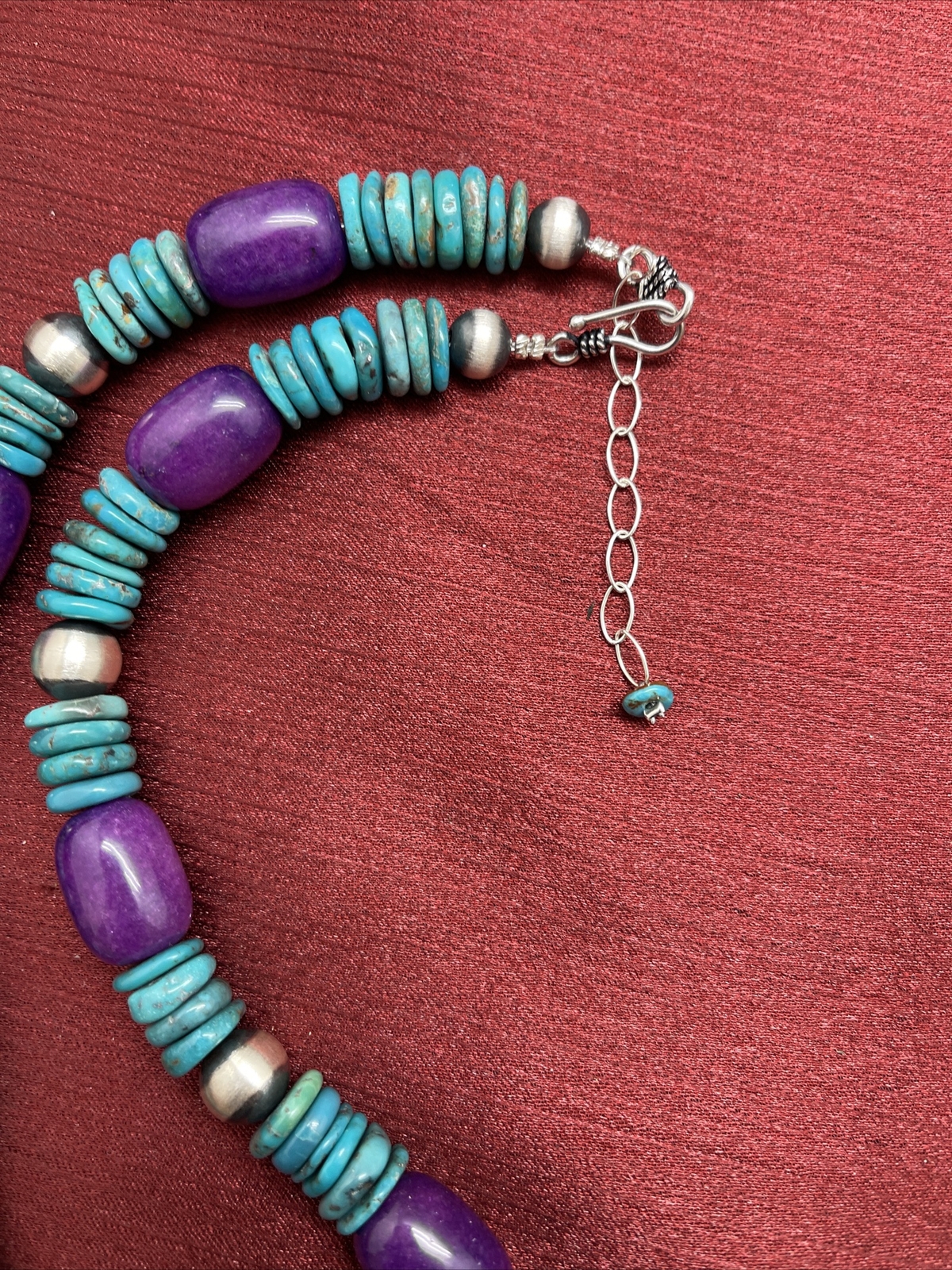without tags Sterling silver Turquoise sugilite Necklace 19 Inch G2U