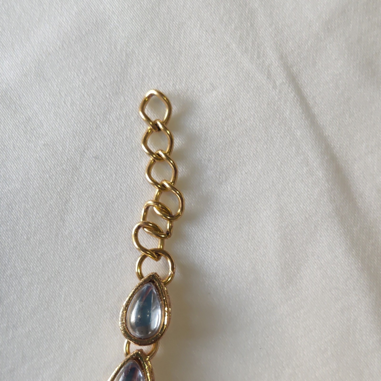 Lot of 2 Gold Tone Chain Charm anklet w/ Red Green & Clear Stones