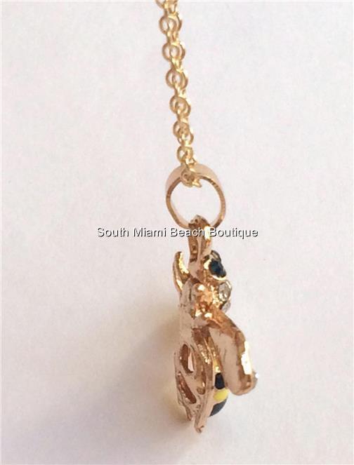 Gold Bumble Bee Necklace 18″ Crystal Insect Queen Bea Plated USA Seller
