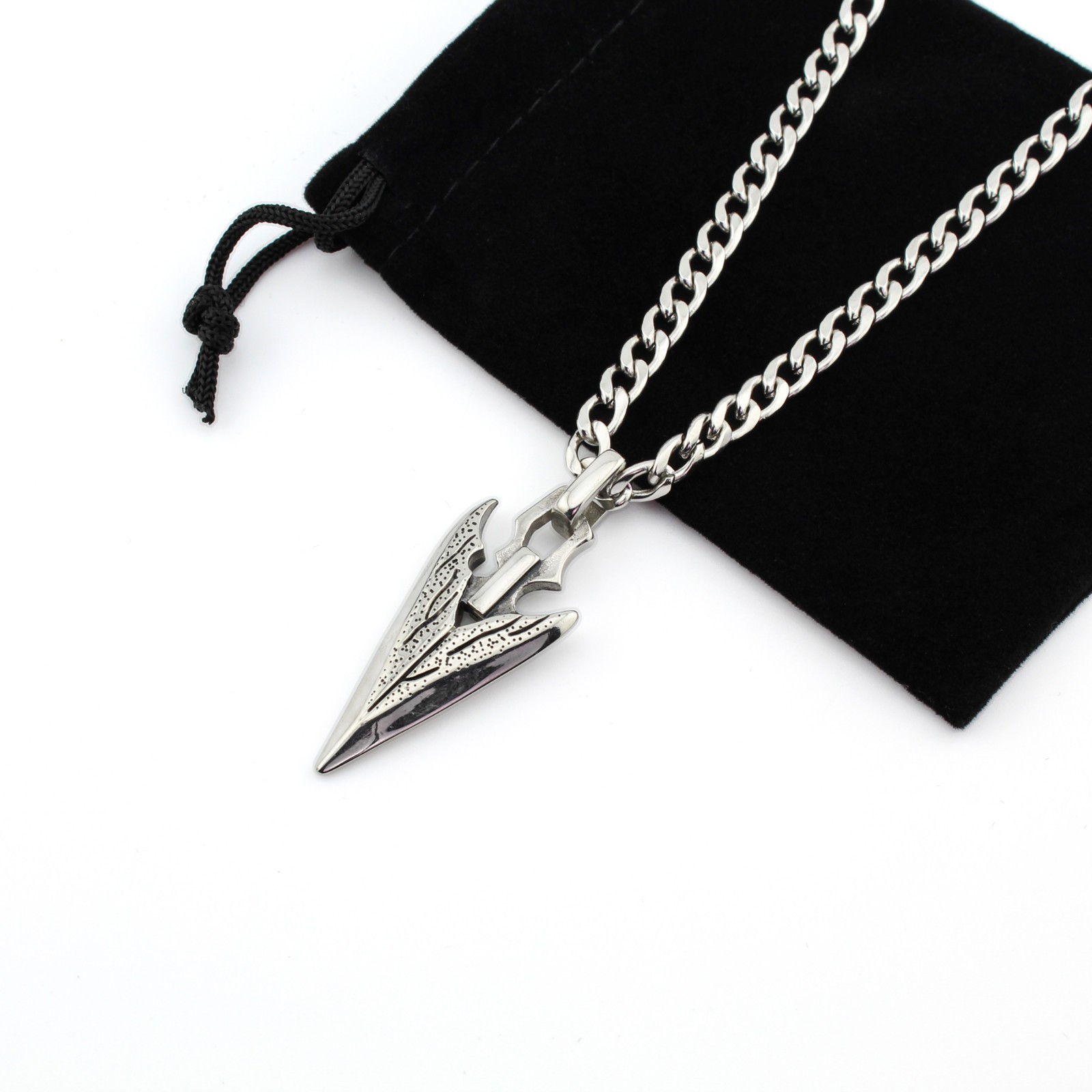 Men’s Stainless Steel Arrowhead Necklace 5mm Cuban Link Chain