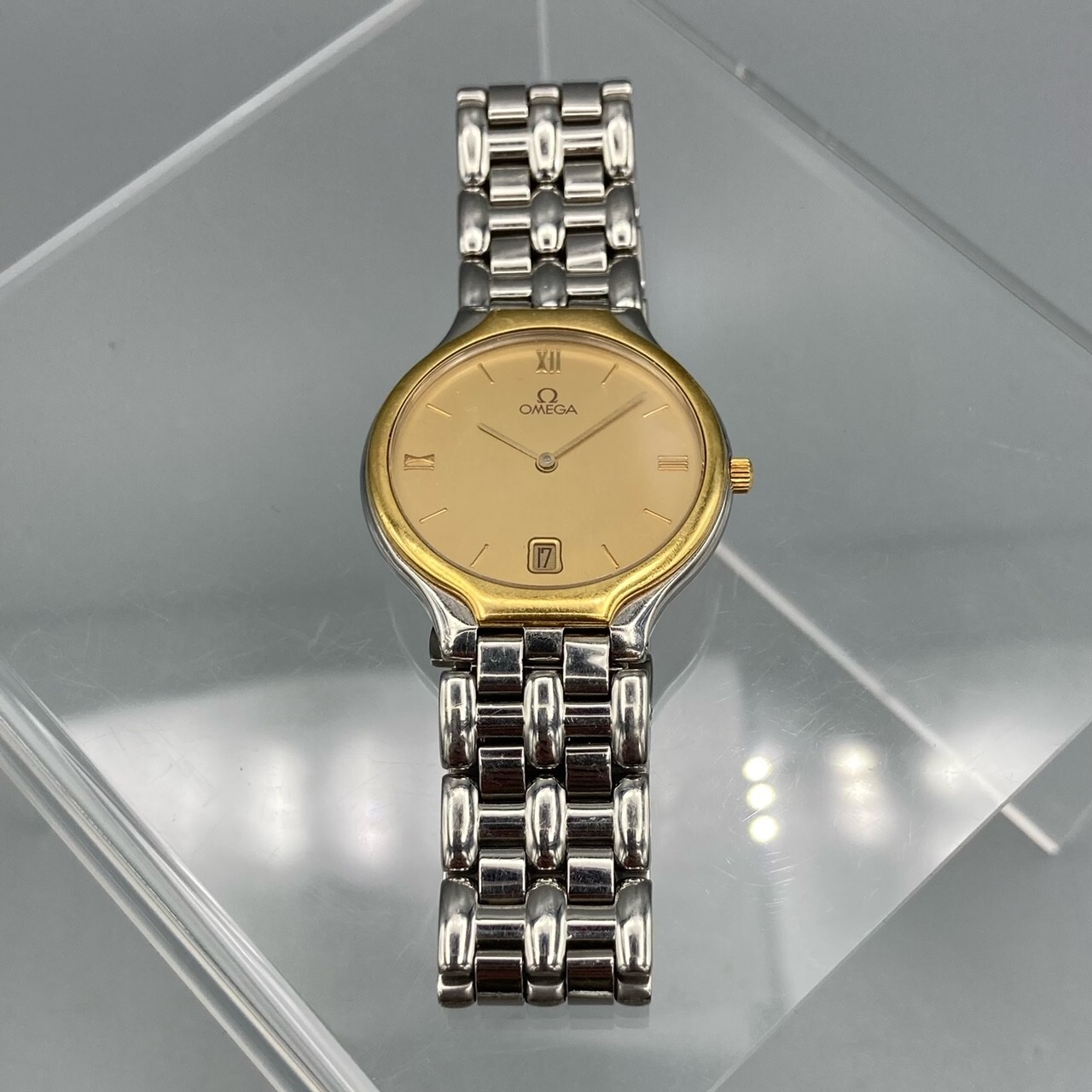 Omega Symbol Quartz Champagne Dial SS/18K Gold Watch 196 0316 396 1016