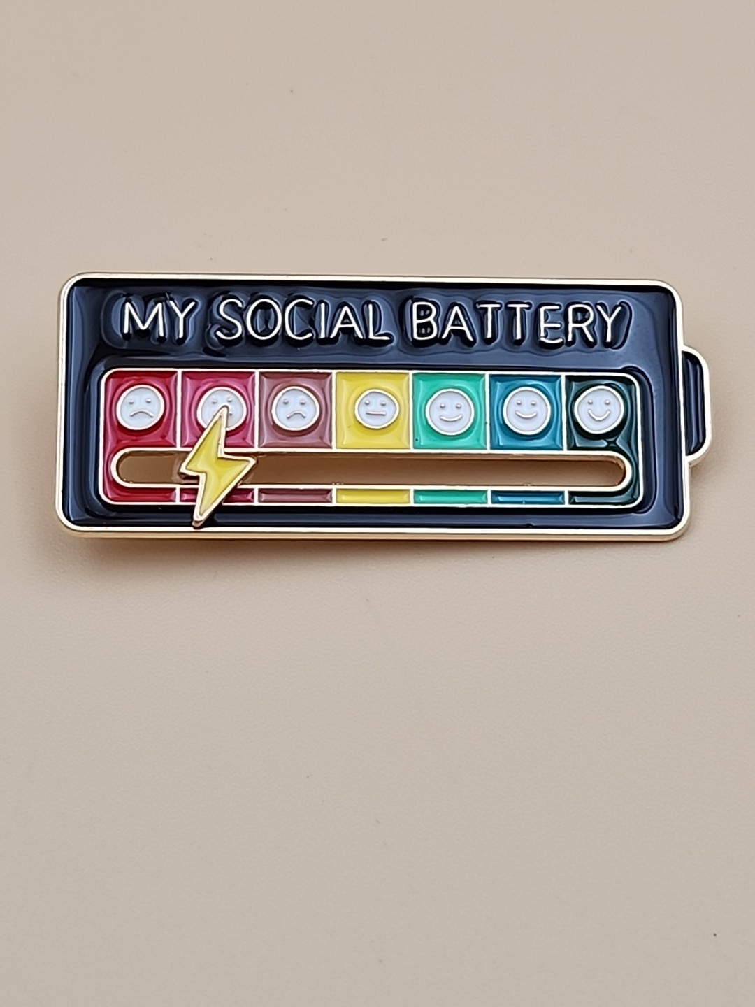 2 pack Interactive My Social Battery Emoji/My Moodtracker Emoji Enamel Pin NEW