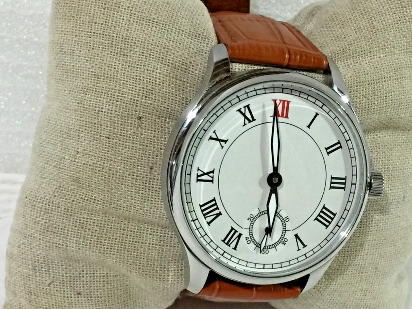 44mm Parnis Small Second at 6 Hand Winding Movement Men Boy Watch Stainless Case