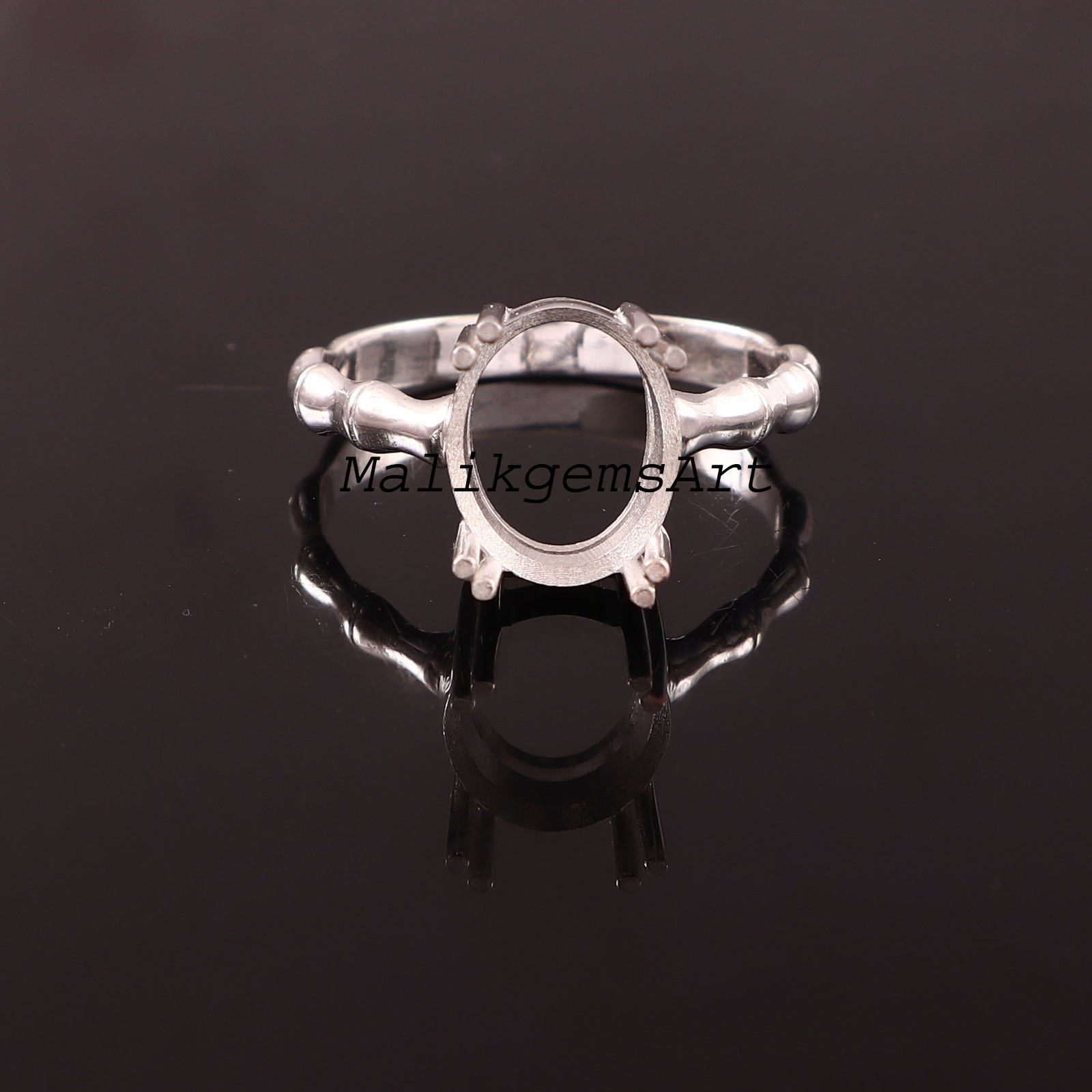 Semi Mount Ring 925 Sterling Silver 10X8 MM Oval Prong Setting Blank Stone Ring