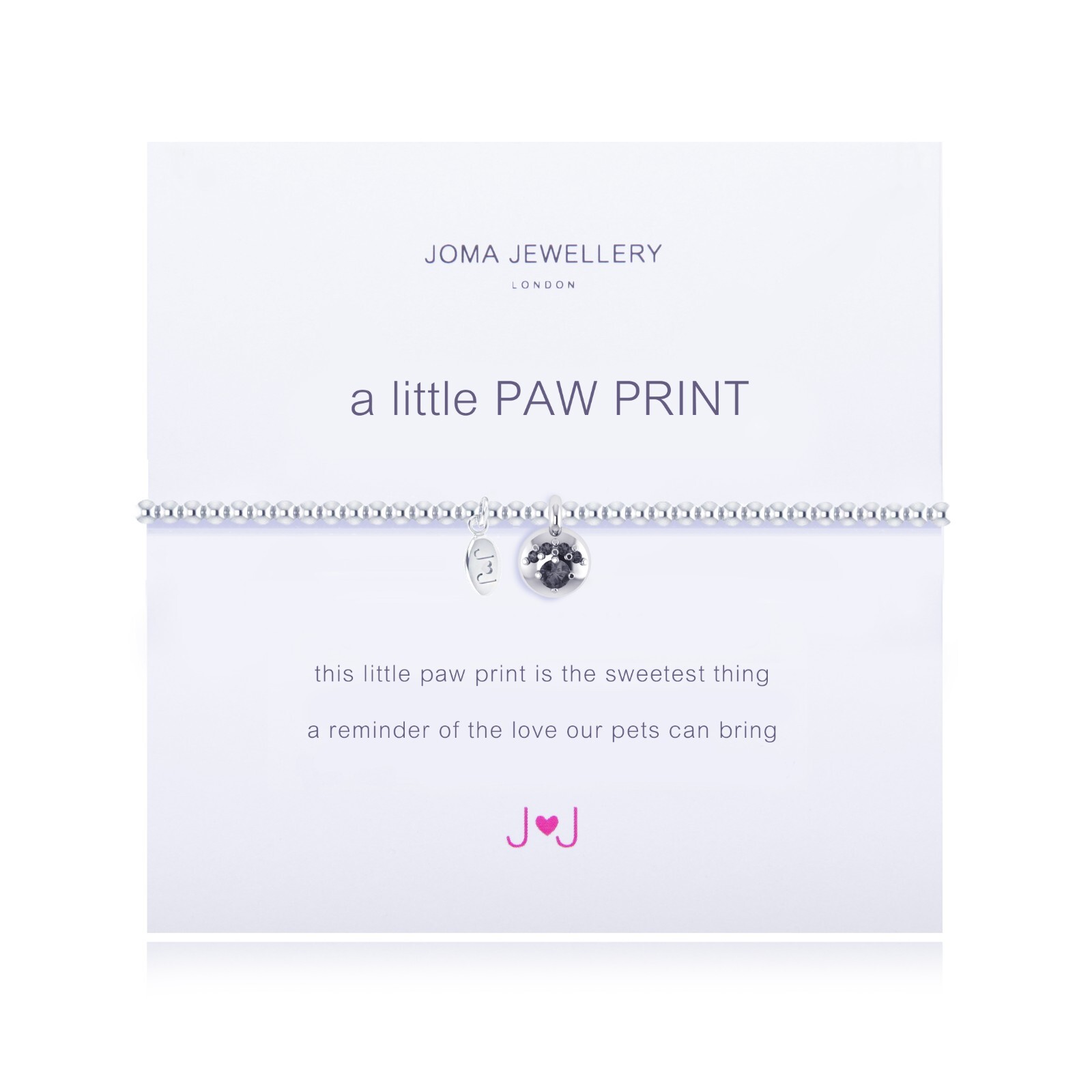 Joma Jewellery Silver Plated Beaded Bracelet A Little PAW PRINT + Gift Bag 1094