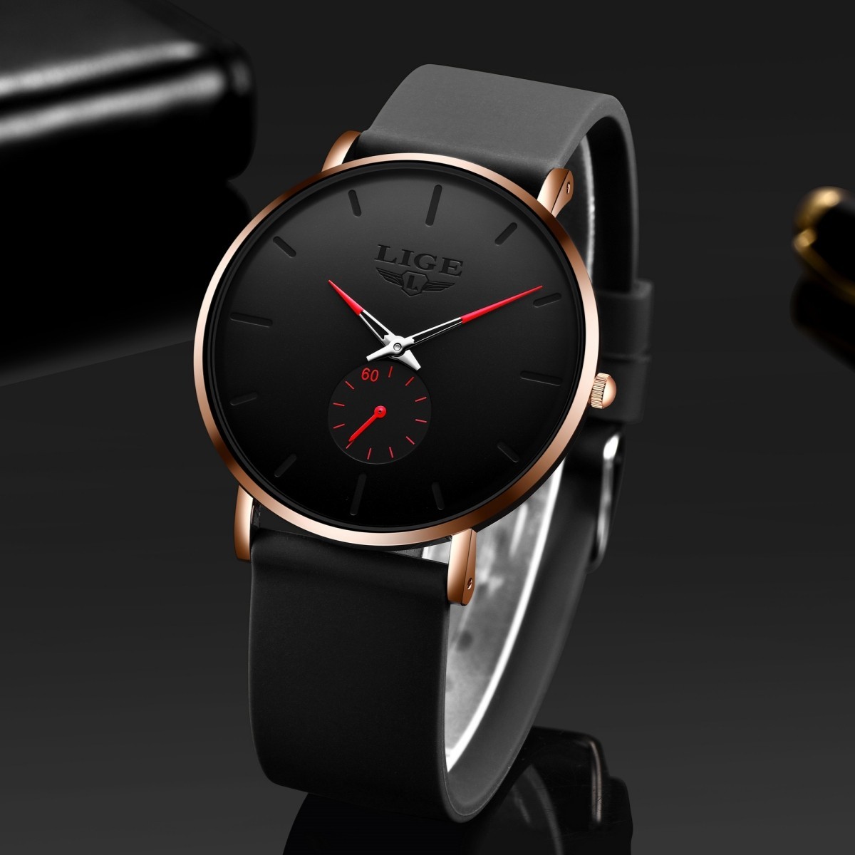 LIGE Men Watch Ultra-thin Quartz Analog 3ATM Waterproof Casual Ladies Wristwatch