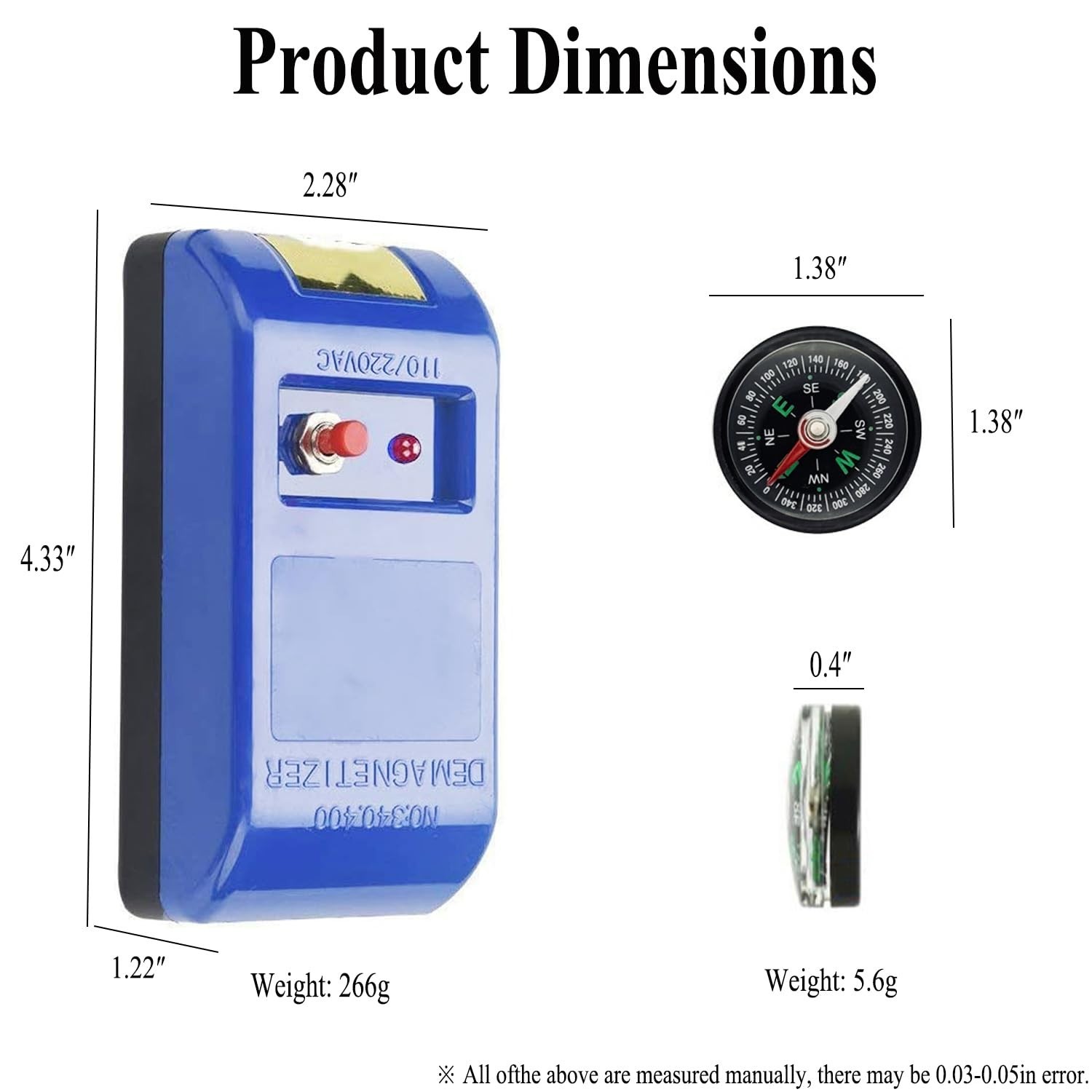 Professional Watch Demagnetizer Tool with Compass & Cleaning Cloth – Repair Kit