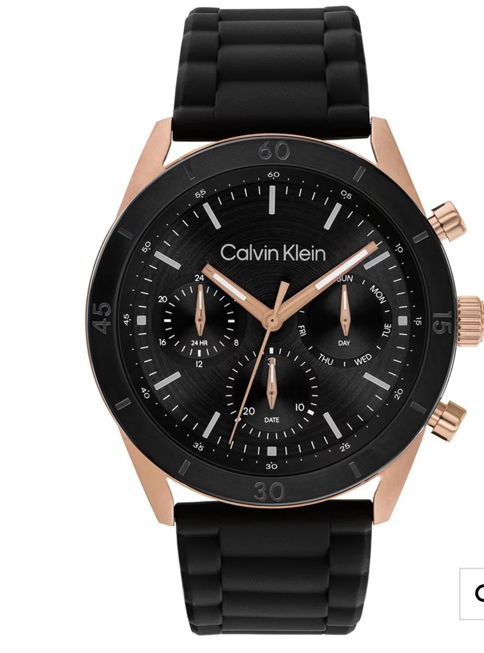 Calvin Klein CK Performance Men’s Watch Black Rose Gold Silicone 25200567 NEW