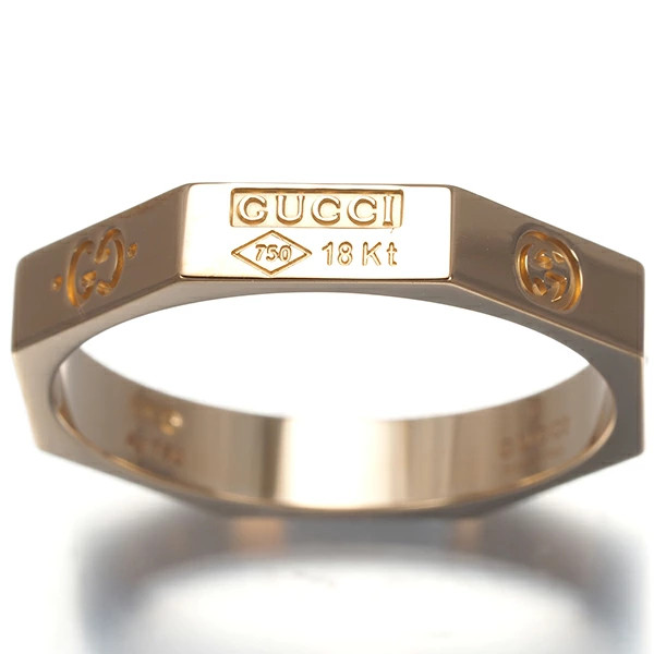 Gucci Ring Octagonal Logo US 8 K18PG Pink Gold Jewelry
