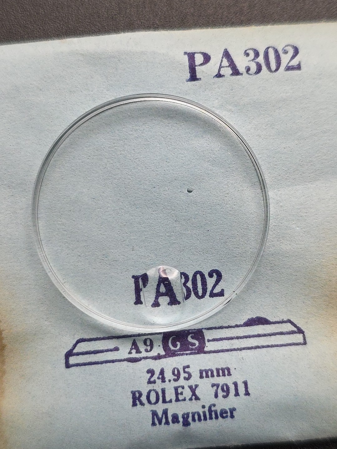 G-S Watch Crystal PA302 24.95mm Rolex 7911 Magnifier