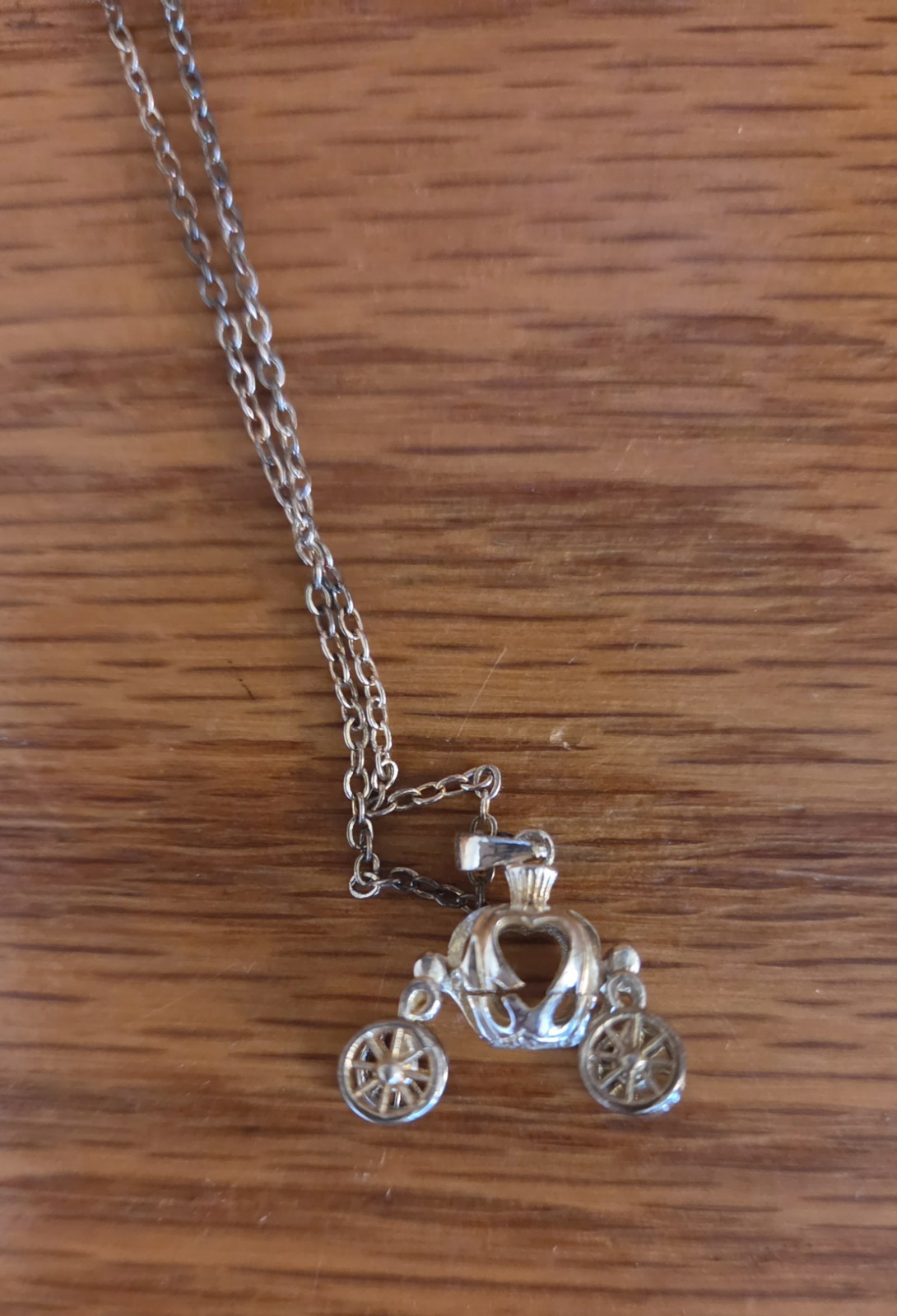 Girls Sterling Silver 925 Cinderella Pumpkin Carriage Necklace Silver &Gold Tone
