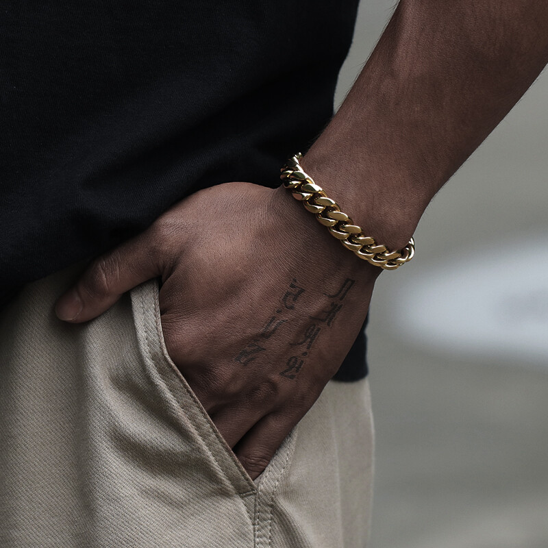 Men’s Miami Cuban Link Bracelet Chain 14K/18K Gold Plated Stainless Steel 4-14MM