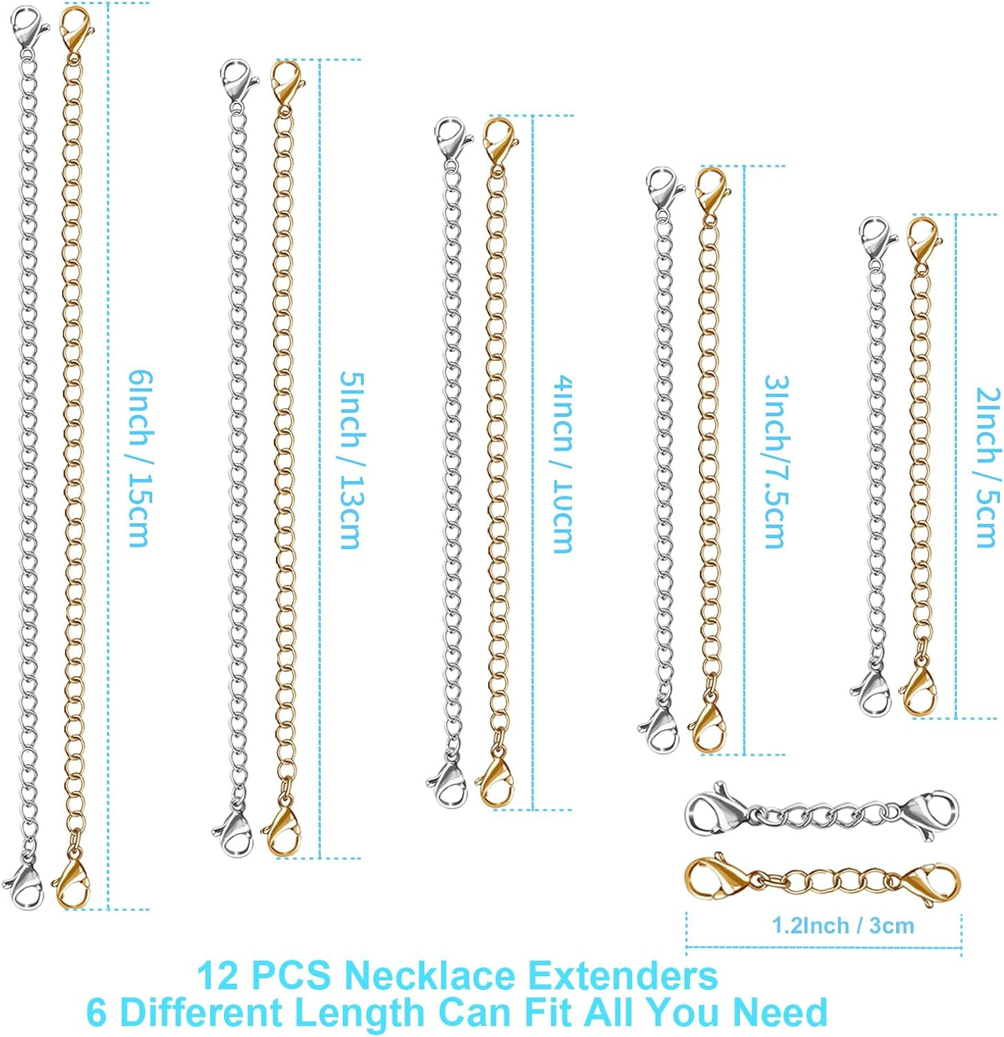Necklace Extender 10 PCS Chain Extenders for Necklaces Premium Jewelry Bracel…