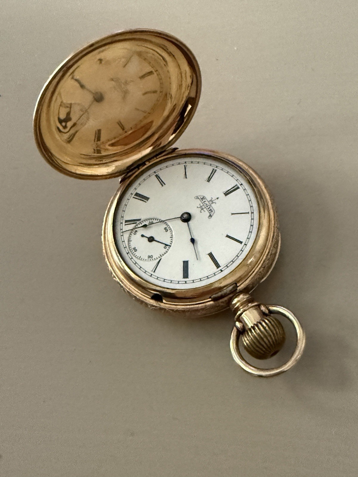Elgin 6s Full Hunter Ladd Anchor Gold Filled Pocket Watch