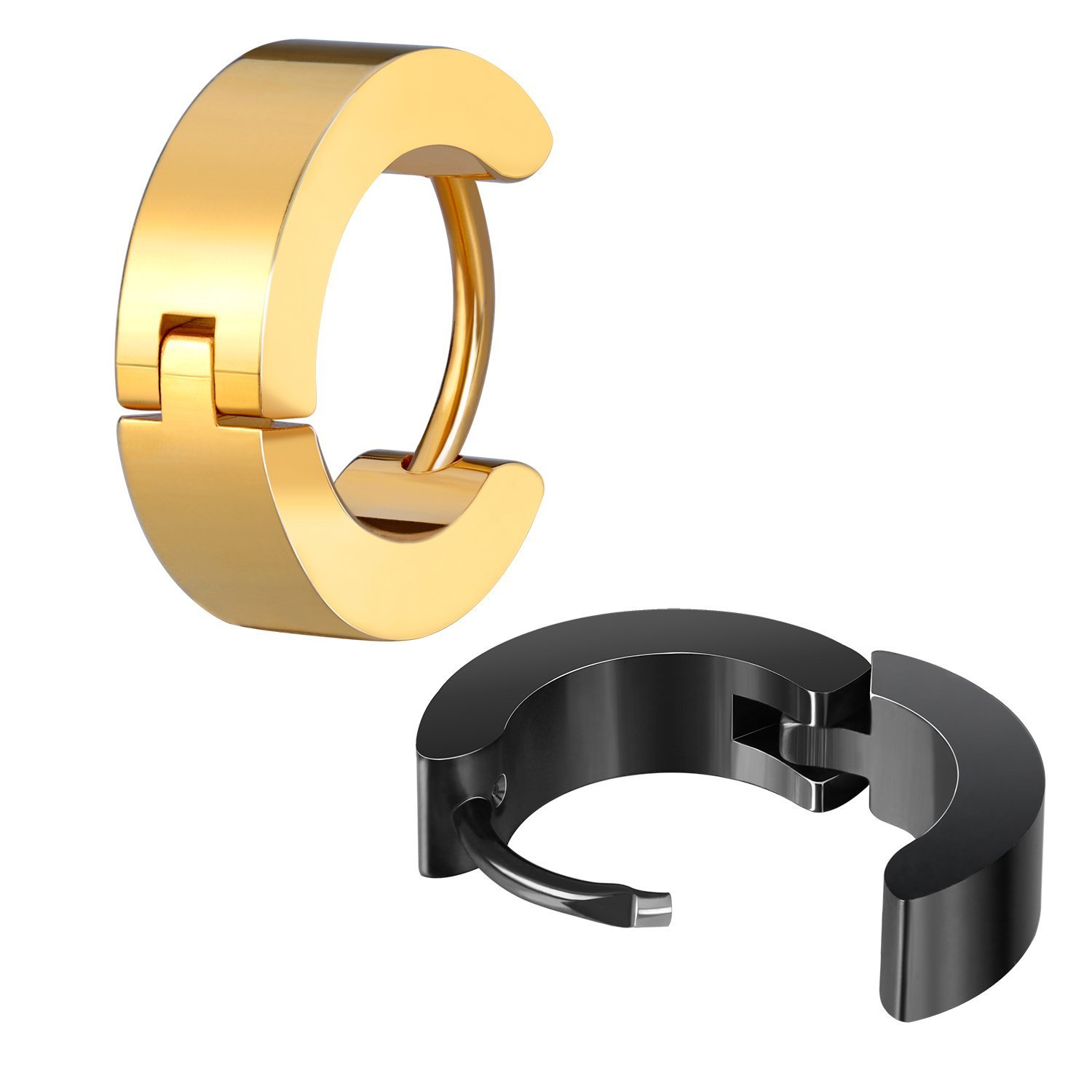 4 Pairs Mens Women Stainless Steel Punk Hoop Ear Stud Cuff Unisex Cool Earring