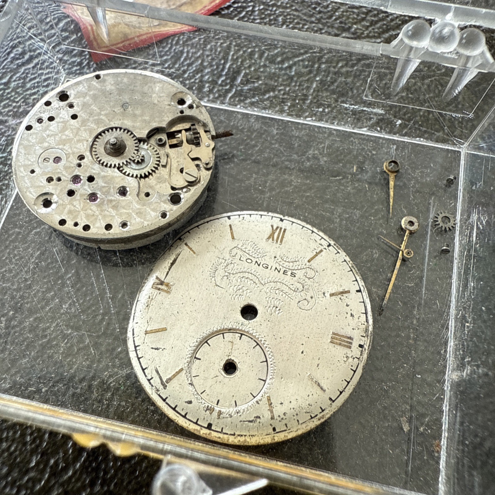 Vintage Longines 10L Movement/Dial/Hands Dial Engraved As Is