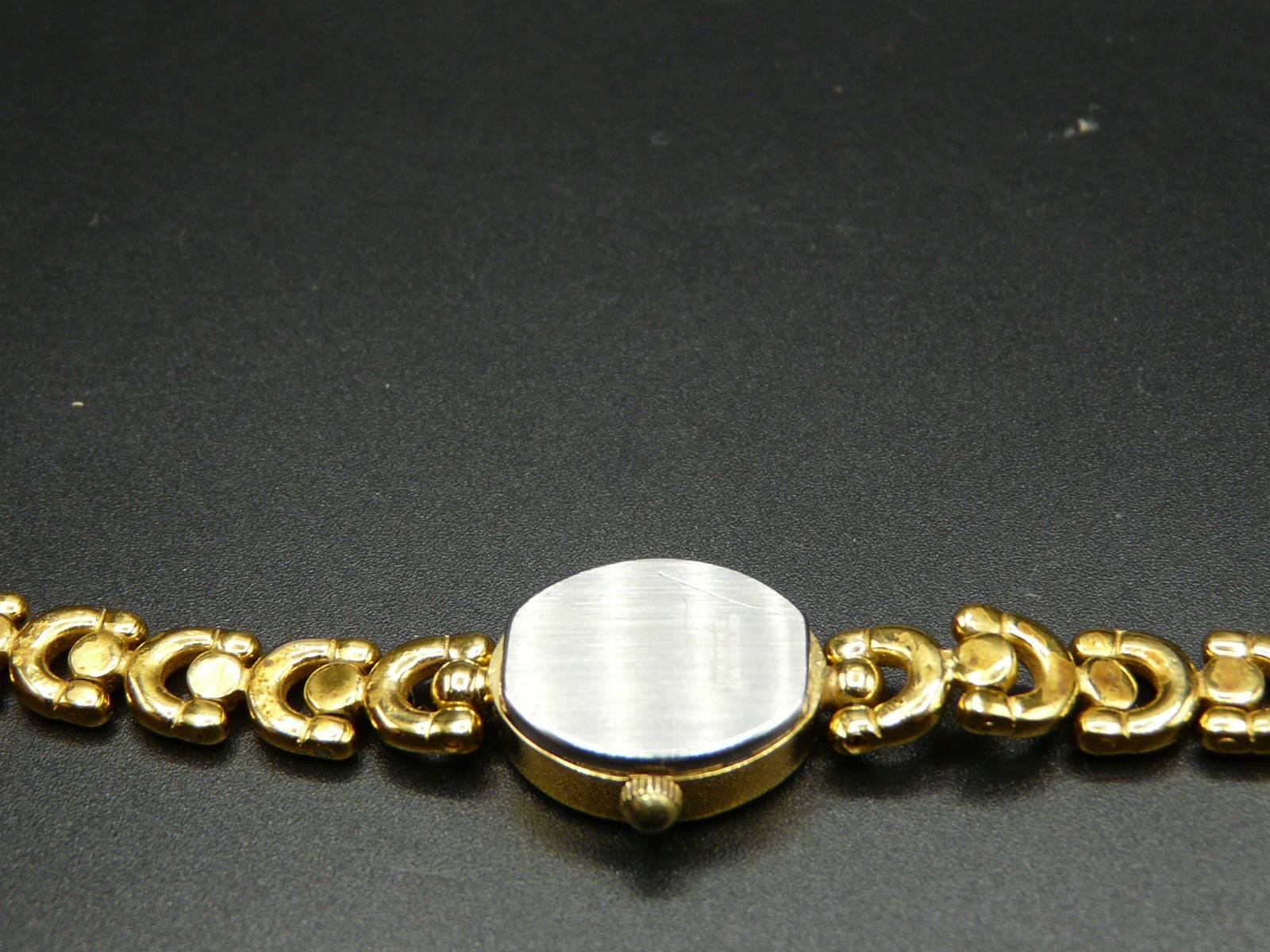 VTG Vintage Paul Maret Ladies Women Watch Gold Tone Link Bracelet Gemstone Dial
