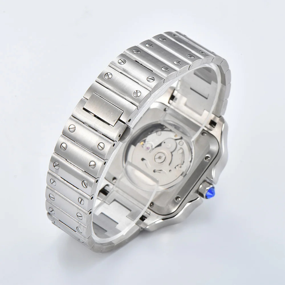 Simple Retro White Roman Sapphire Crystal Square Men Dress NH35 Automatic Watch